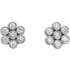 14 Karat White Gold 0.25 Carat Diamond Cluster Earrings.