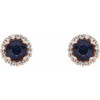  Created Sapphire Earrings in 14 Karat Rose Gold Chatham Lab-Created Genuine Sapphire & 1/8 Carat Diamond Earrings 