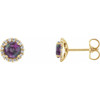 Genuine Created Alexandrite Earrings in 14 Karat Yellow Gold  Created Alexandrite & 0.16 Carat Diamond Earrings