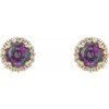 Genuine Created Alexandrite Earrings in 14 Karat Yellow Gold  Created Alexandrite & 0.16 Carat Diamond Earrings