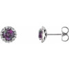 Color Change   Alexandrite Earrings in Sterling Silver  Lab- Alexandrite & 0.16 Carat Diamond Earrings