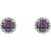 Color Change   Alexandrite Earrings in Sterling Silver  Lab- Alexandrite & 0.16 Carat Diamond Earrings