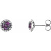 Color Change   Alexandrite Earrings in Platinum  Lab- Alexandrite & 0.16 Carat Diamond Earrings