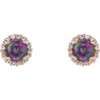 Genuine Created Alexandrite Earrings in 14 Karat Rose Gold  Created Alexandrite & 0.16 Carat Diamond Earrings