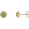 Genuine Peridot Earrings in 14 Karat Rose Gold Peridot & 0.16 Carat Diamond Earrings