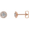 Genuine Sapphire Earrings in 14 Karat Rose Gold Sapphire & 1/6 Carat Diamond Earrings