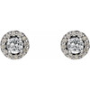 Genuine Sapphire Earrings in 14 Karat White Gold Sapphire & 1/6 Carat Diamond Earrings