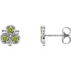 Sterling Silver Natural Peridot Three-Stone Earrings