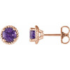 14 Karat Rose Gold Amethyst Rope Earrings.