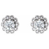 14 Karat White Gold 0.60 Carat Diamond Halo Earrings