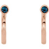 14 Karat Rose Gold 3 mm Round Alexandrite Bezel Set Hoop Earrings
