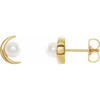 14 Karat Yellow Gold Freshwater Pearl Earrings.