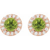 Genuine Peridot Earrings in 14 Karat Rose Gold Peridot & 1/6 Carat Diamond Earrings  