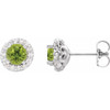 Genuine Peridot Earrings in Sterling Silver Peridot & 1/6 Carat Diamond Earrings  
