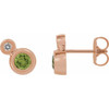 Genuine Peridot Earrings in 14 Karat Rose Gold Peridot & 1/8 Carat Diamond Earrings