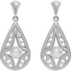 Sterling Silver Cultured White Freshwater Pearl Vintage-Inspired Earrings