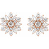 White Diamond Earrings in 14 Karat Rose Gold 1 Carat Diamond Earrings.