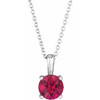 Sterling Silver Grown Ruby 16-18" Necklace 