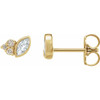 White Diamond Earrings in 14 Karat Yellow Gold 1/5 Carat Diamond Earrings.