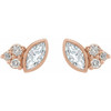 White Diamond Earrings in 14 Karat Rose Gold 1/5 Carat Diamond Earrings.