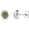 Sterling Silver Natural Peridot Geometric Earrings