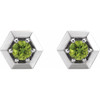 Sterling Silver Natural Peridot Geometric Earrings