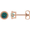 14 Karat Rose Gold 3 mm Lab Alexandrite Beaded Bezel Set Earrings