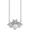 Sterling Silver Cultured White Akoya Pearl Bee 16" Necklace