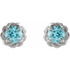 Sterling Silver 3 mm Natural Blue Zircon Claw-Prong Rope Earrings