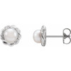 Platinum Cultured White Freshwater Pearl Rope Earrings.