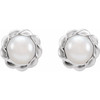 Platinum Cultured White Freshwater Pearl Rope Earrings.