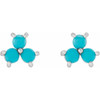 Sterling Silver Turquoise Three-Stone Cabochon Earrings