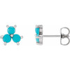 14 Karat White Gold Turquoise 3 Stone Cabochon Earrings