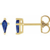 14 Karat Yellow Gold Lab-Grown Blue Sapphire Earrings.