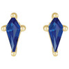 14 Karat Yellow Gold Lab-Grown Blue Sapphire Earrings.