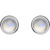 Sterling Silver Cabochon Natural Rainbow Moonstone Bezel-Set Solitaire Earrings