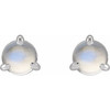 Sterling Silver Cabochon Natural Rainbow Moonstone Stud Earrings