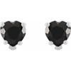 Platinum Natural Black Onyx Stud Earrings.