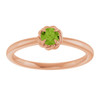 14K Rose Natural Peridot Solitaire Rope Ring