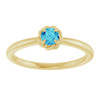 14K Yellow Natural Blue Zircon Solitaire Rope Ring