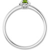 14K White Natural Peridot Solitaire Rope Ring