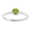 14K White Natural Peridot Solitaire Rope Ring