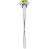 14K White Natural Peridot Solitaire Rope Ring