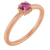 14K Rose Natural Pink Tourmaline Solitaire Rope Ring