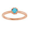 14K Rose Natural Blue Zircon Solitaire Rope Ring