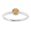 Platinum Natural Citrine Solitaire Rope Ring