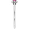 14K White Natural Pink Tourmaline Solitaire Rope Ring