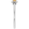 14 Karat White Gold Natural Citrine Solitaire Rope Ring