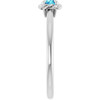 14K White Natural Blue Zircon Solitaire Rope Ring