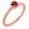 14K Rose Natural Ruby Solitaire Rope Ring